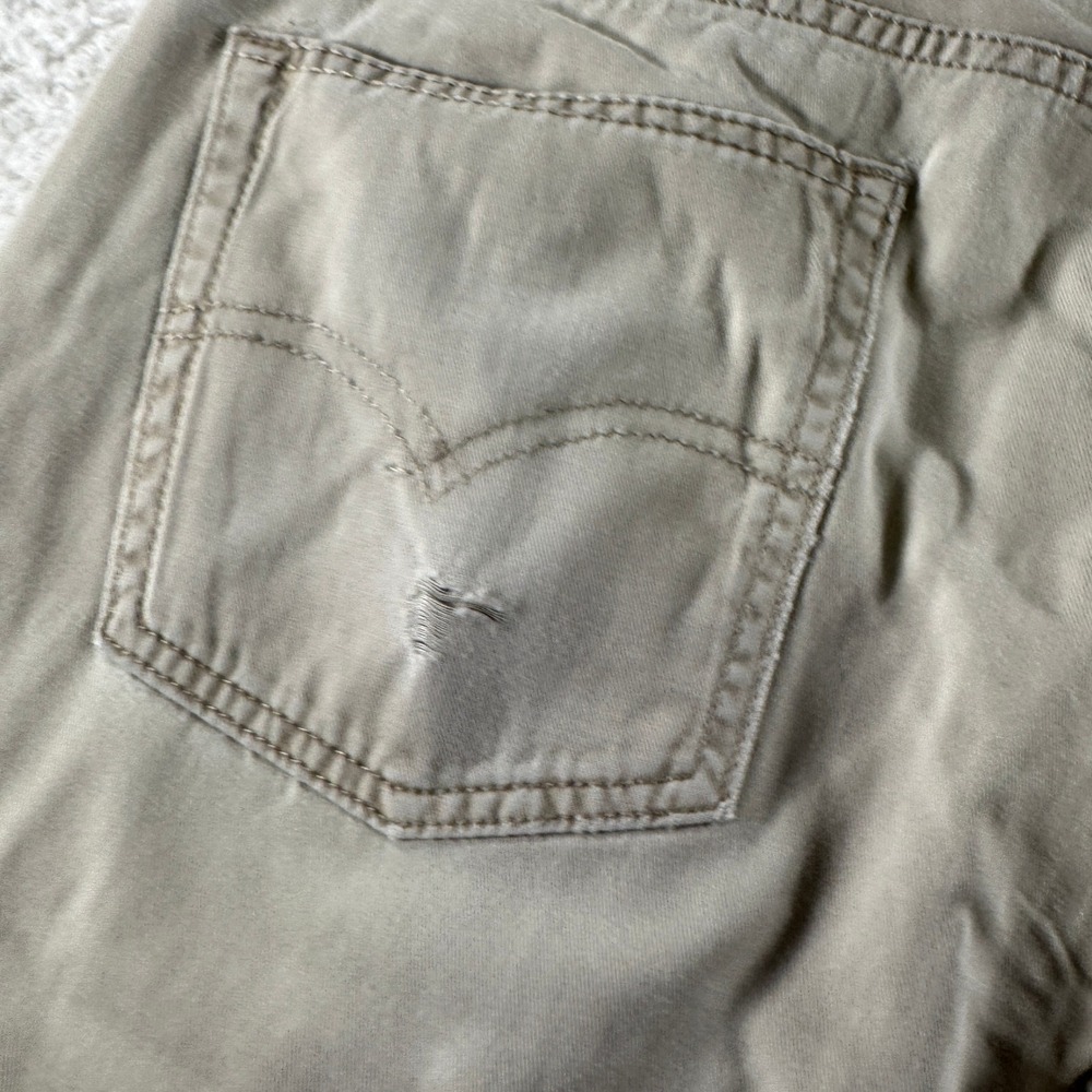 Levis 514 Pants Mens 36x34 Khaki Straight Chino Tan White Tab School 5 Pockets - Picture 4 of 12